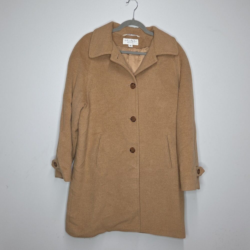 Larry Levine Nordstrom 100% Pure Camel Hair Coat Vintage Jacket Tan Beige 10